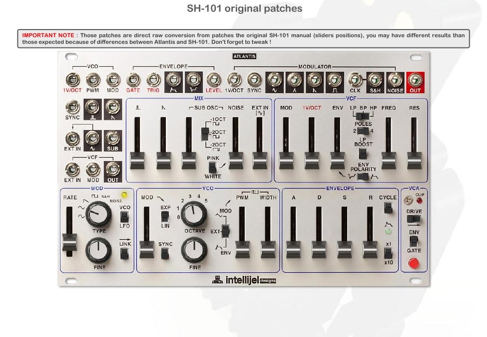 Sh-101 original patches | Intellijel Atlantis User Manual | Page 97 / 137