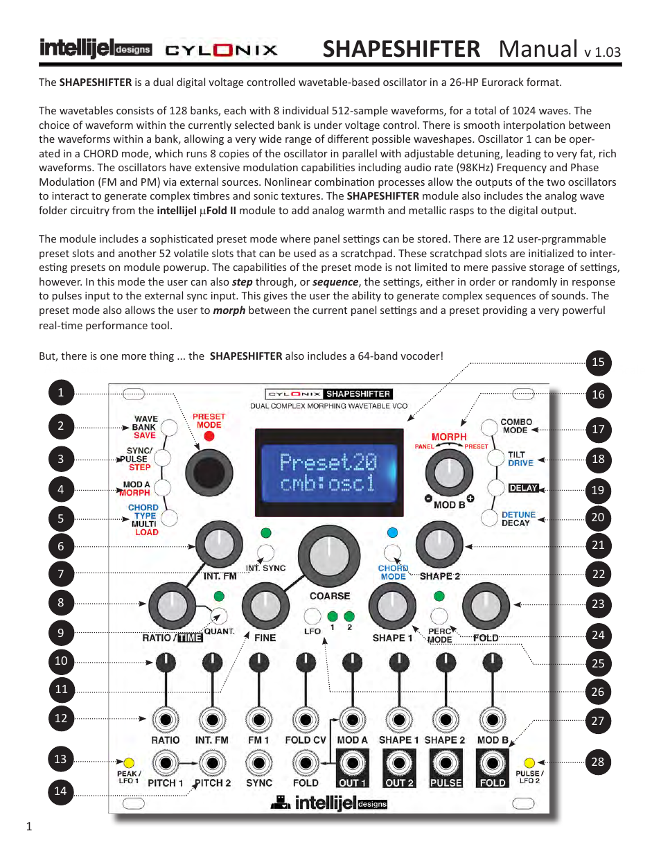 Intellijel Cylonix Shapeshifter v1.03 User Manual | 46 pages