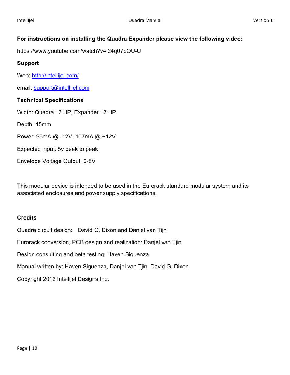 Intellijel Quadra + Expander User Manual | Page 10 / 10