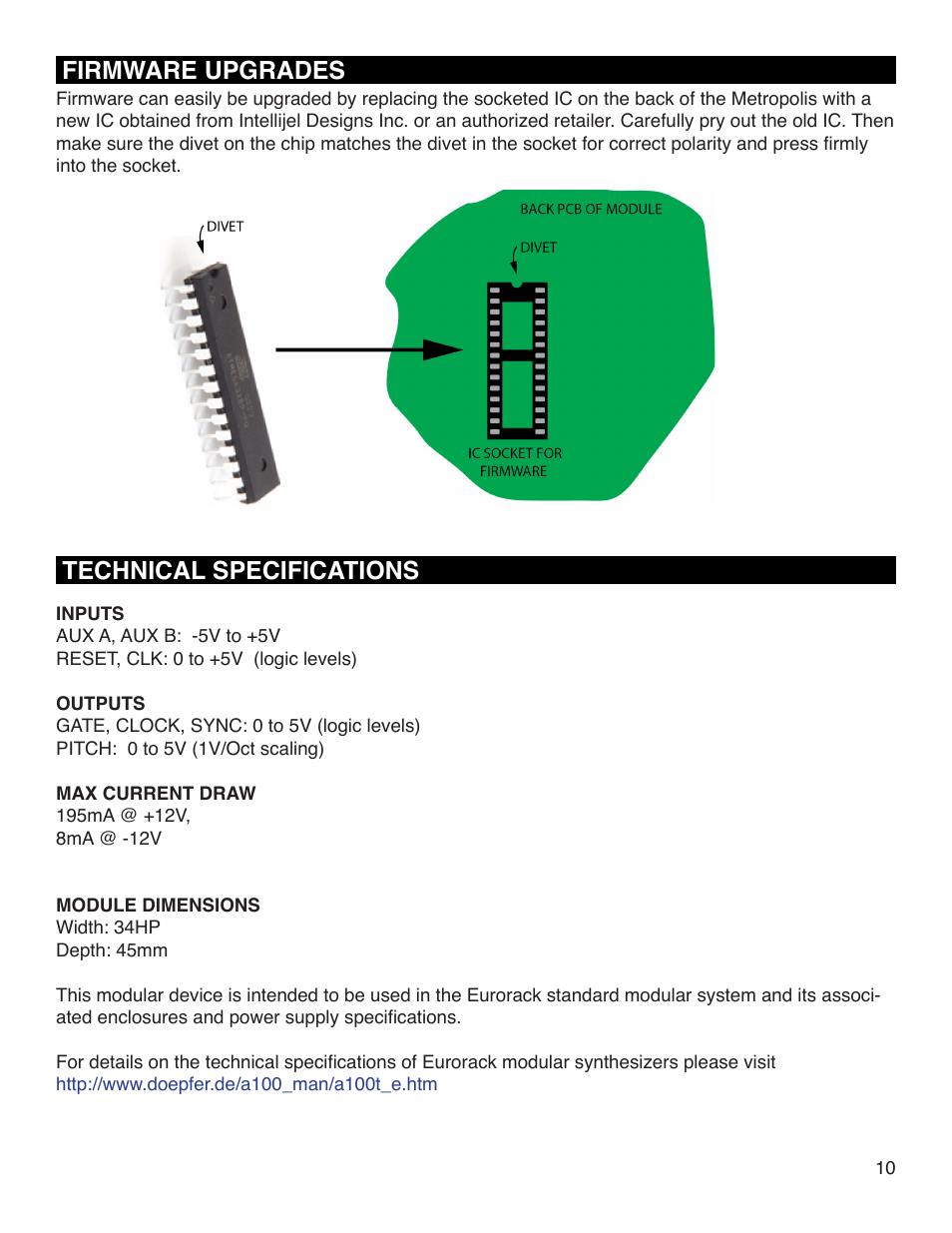 Firmware upgrades technical specifications | Intellijel Metropolis User Manual | Page 10 / 17