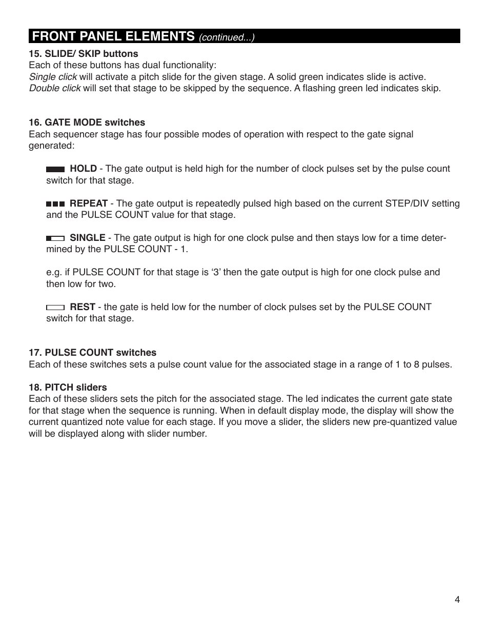 Front panel elements | Intellijel Metropolis User Manual | Page 4 / 17