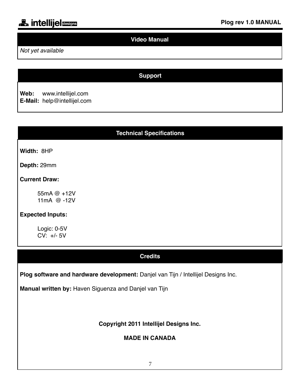 Intellijel Plog 1.0 User Manual | Page 7 / 7