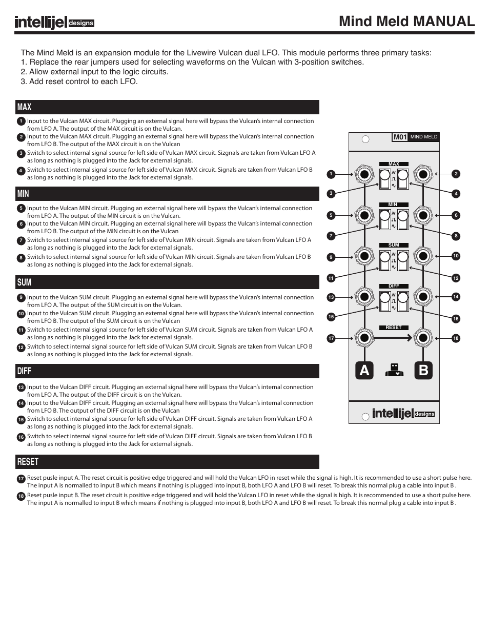 Intellijel Mind Meld User Manual | 1 page