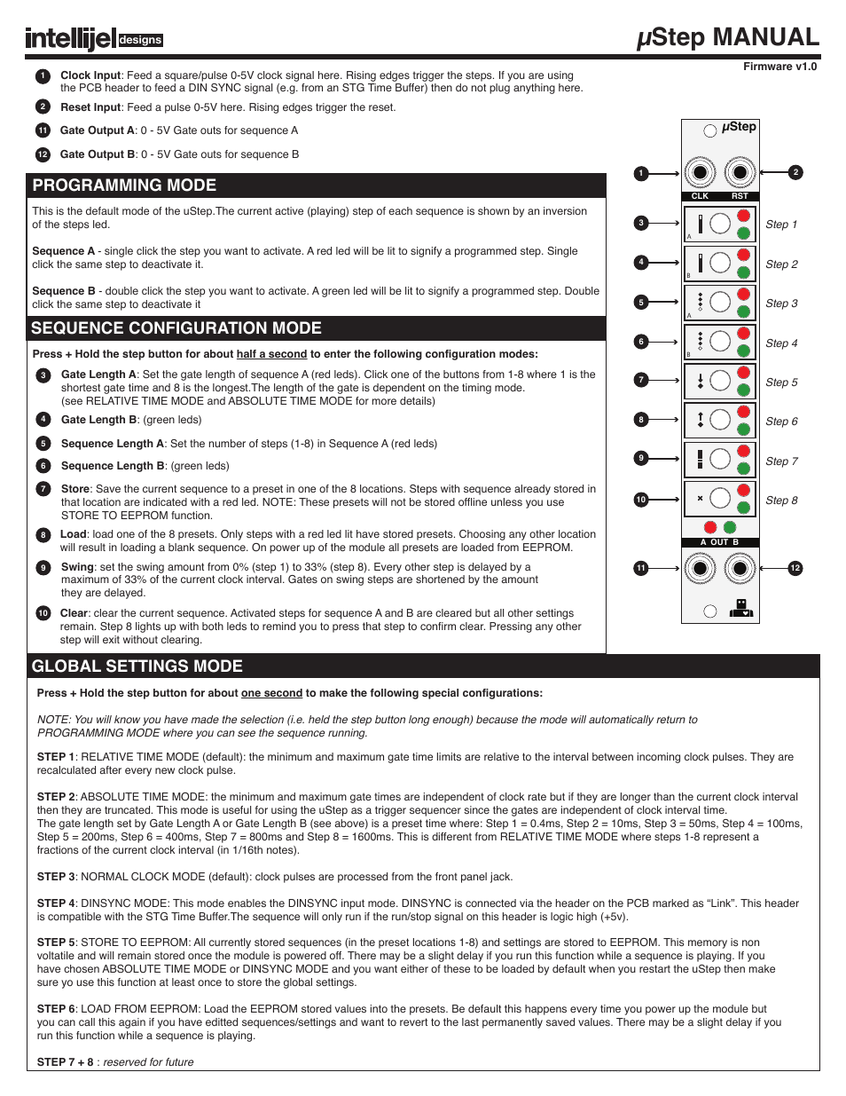 Intellijel µStep 1.0 User Manual | 1 page