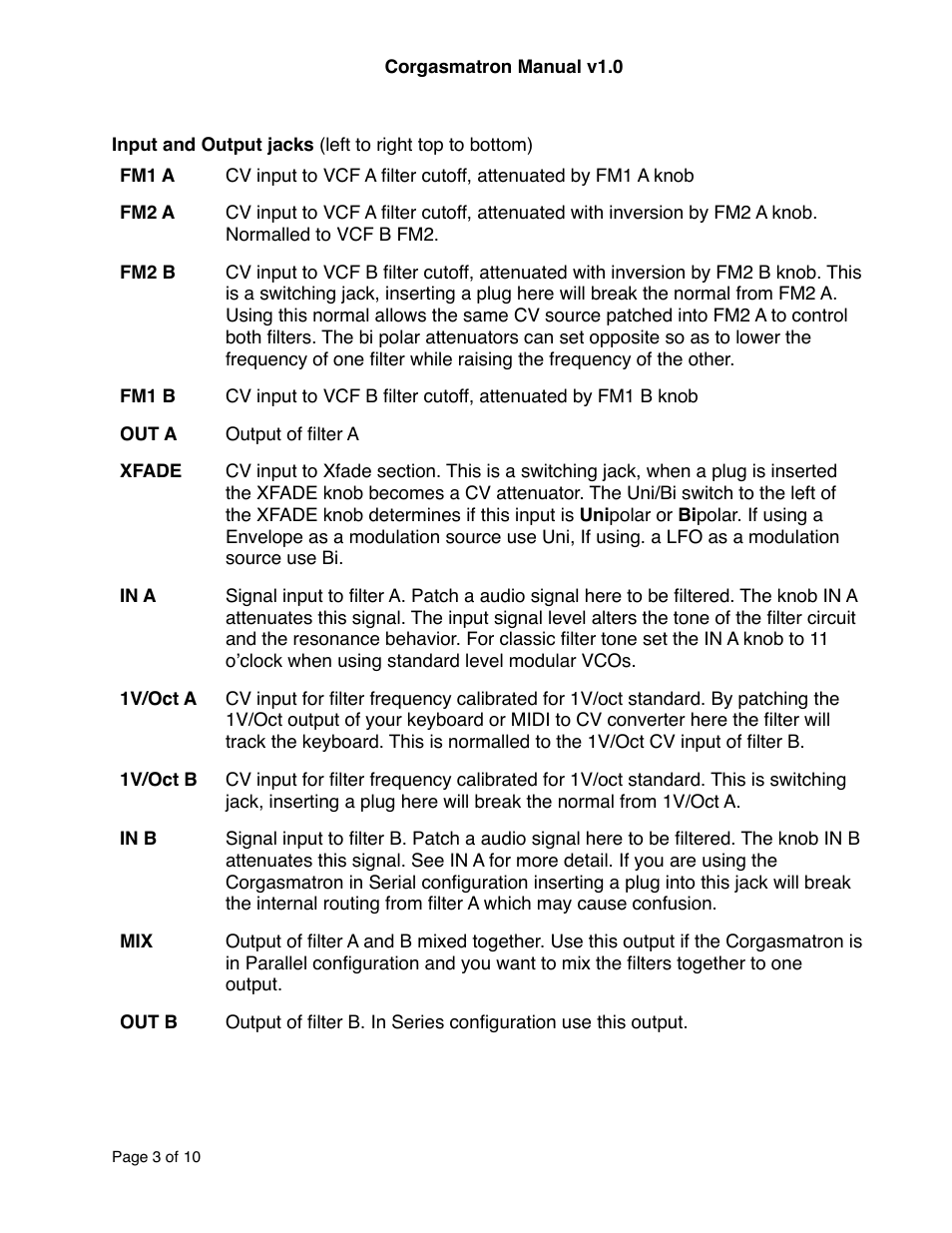 Intellijel Corgasmatron (draft) User Manual | Page 3 / 10