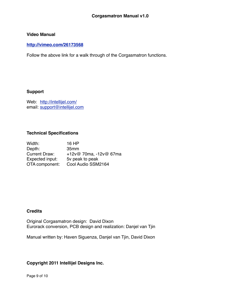 Intellijel Corgasmatron (draft) User Manual | Page 9 / 10