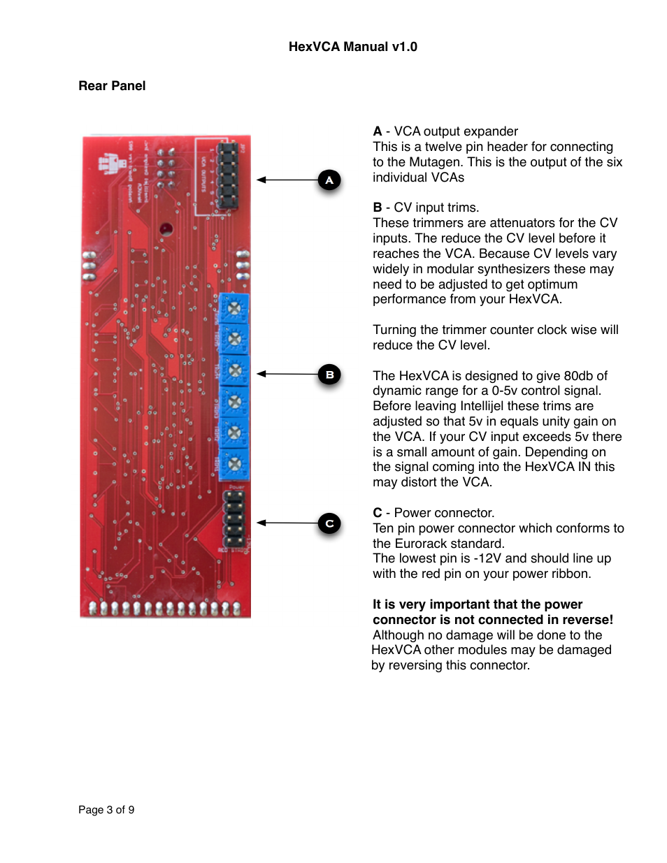 Intellijel HexVCA (draft) User Manual | Page 3 / 9