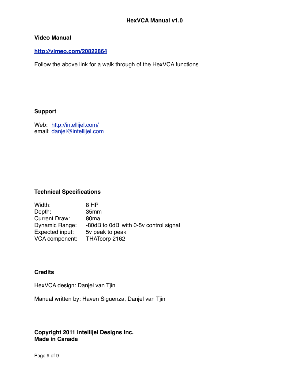 Intellijel HexVCA (draft) User Manual | Page 9 / 9