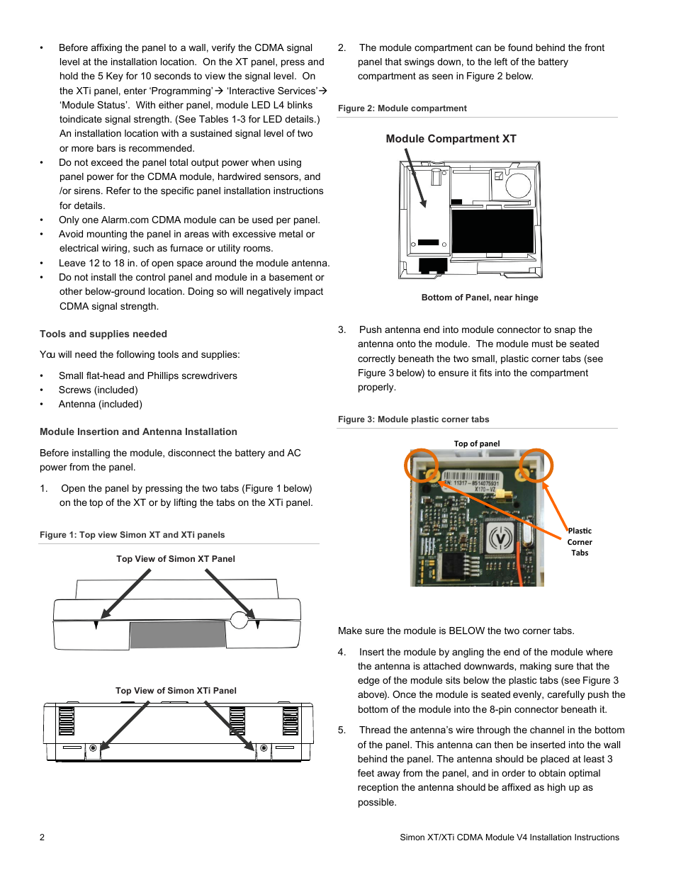 Tools and supplies needed | Interlogix Simon XTi CDMA Module V4 User Manual | Page 2 / 9