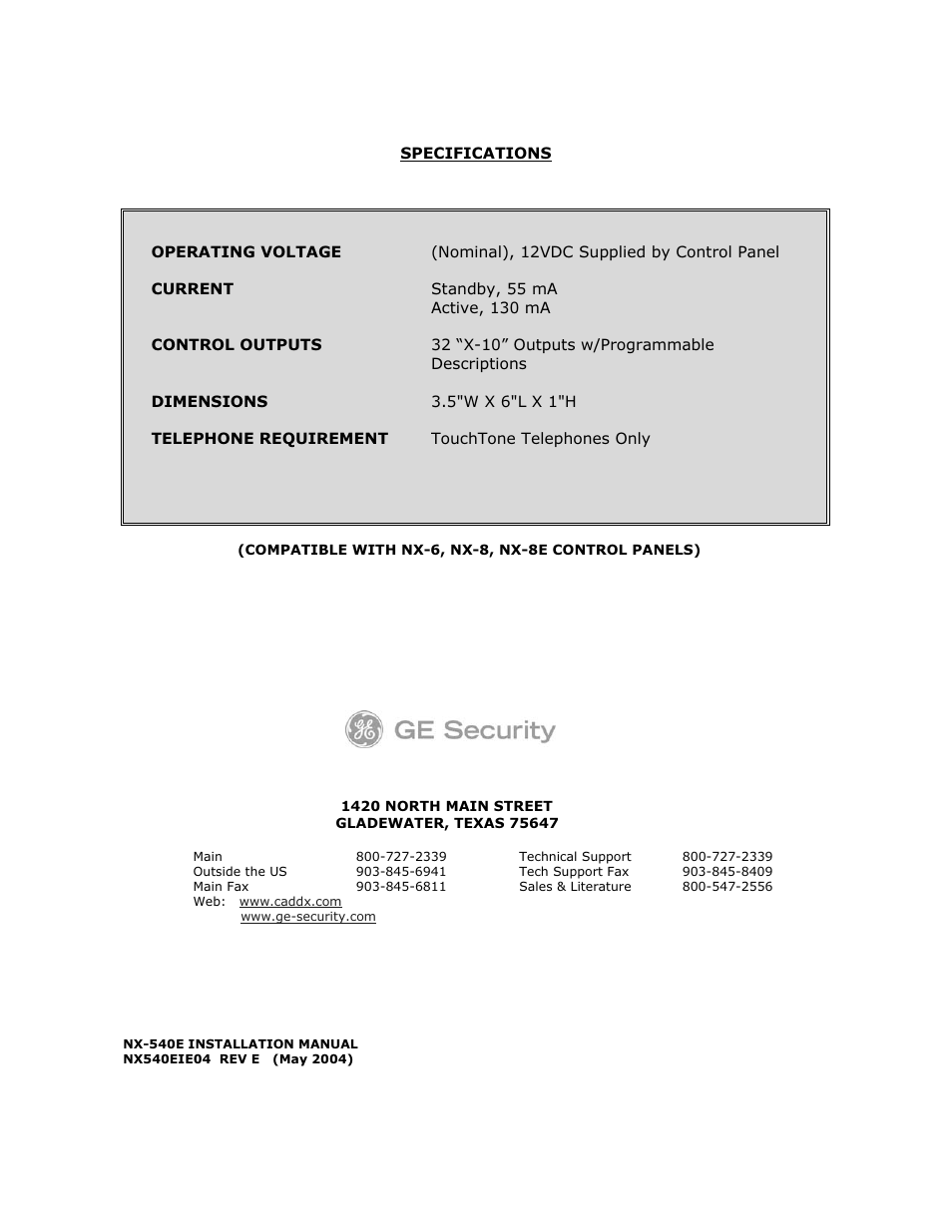 Interlogix NX-540E User Manual | Page 32 / 32