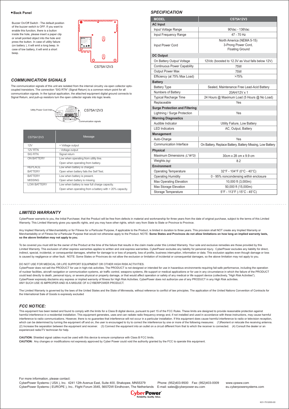 CyberPower Systems CyberShield CS75A12V3 User Manual | Page 2 / 2