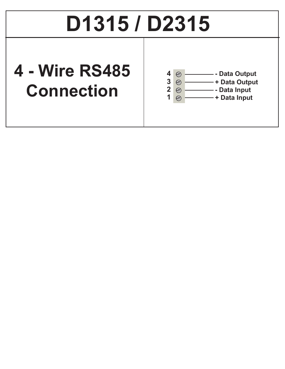4 - wire rs485 connection | Interlogix D2315 Series User Manual | Page 2 / 10