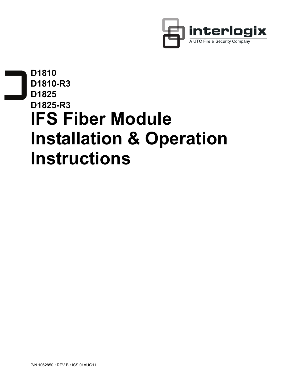 Interlogix D1810 Series User Manual | 8 pages