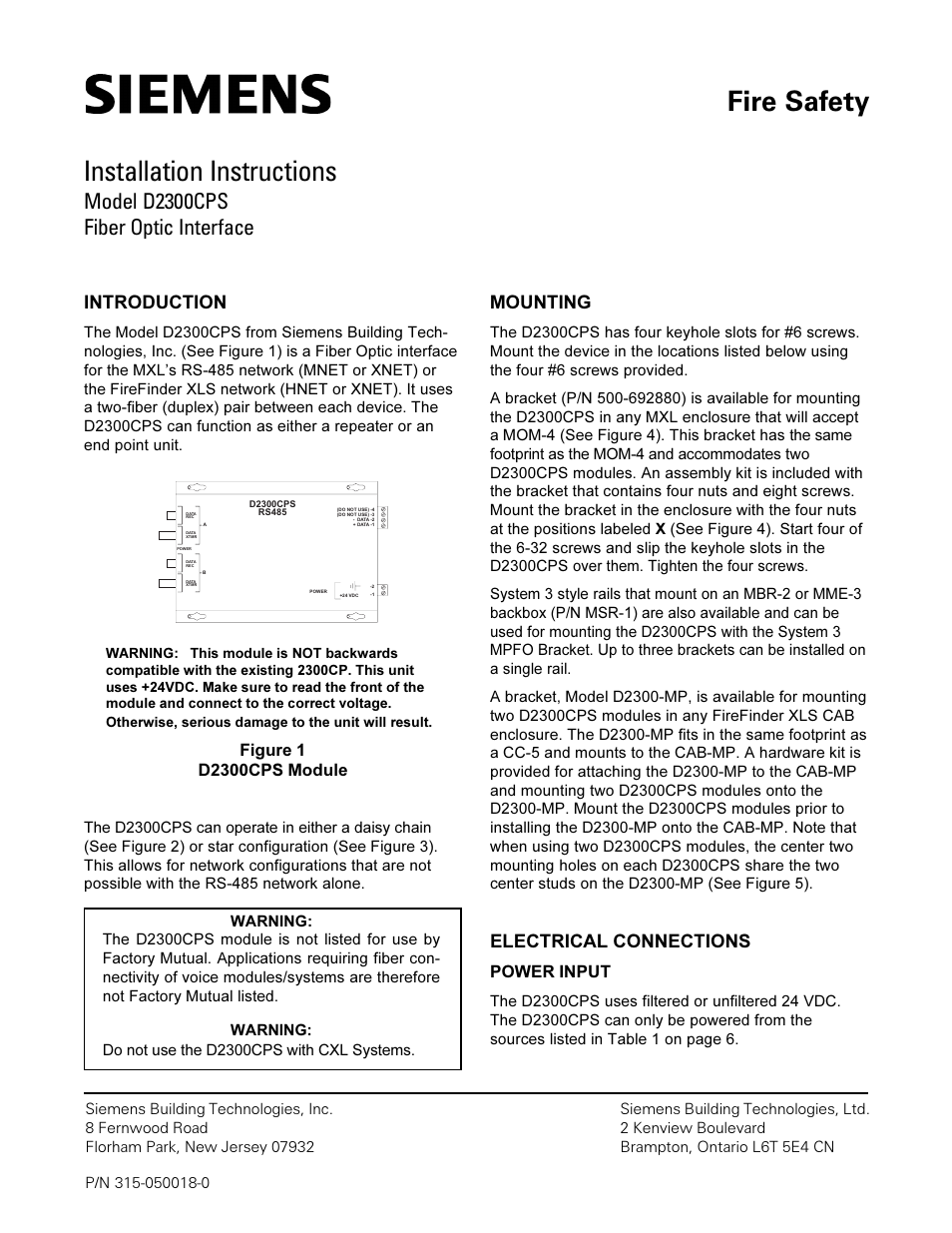 Interlogix D2300CPS Series User Manual | 10 pages