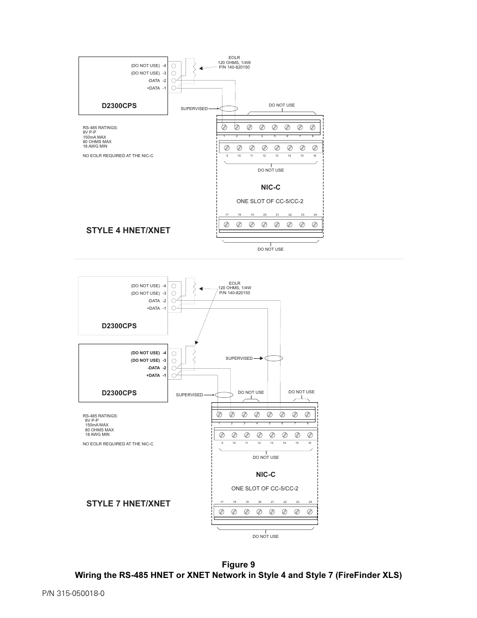 Style 4 hnet/xnet style 7 hnet/xnet, D2300cps, Nic-c | Nic-c d2300cps, One slot of cc-5/cc-2 | Interlogix D2300CPS Series User Manual | Page 8 / 10