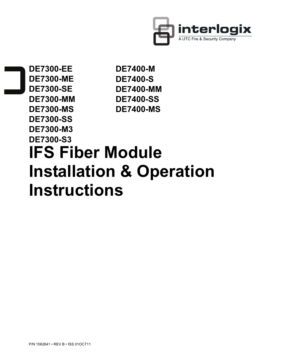 Interlogix DE7400 Series User Manual | 9 pages