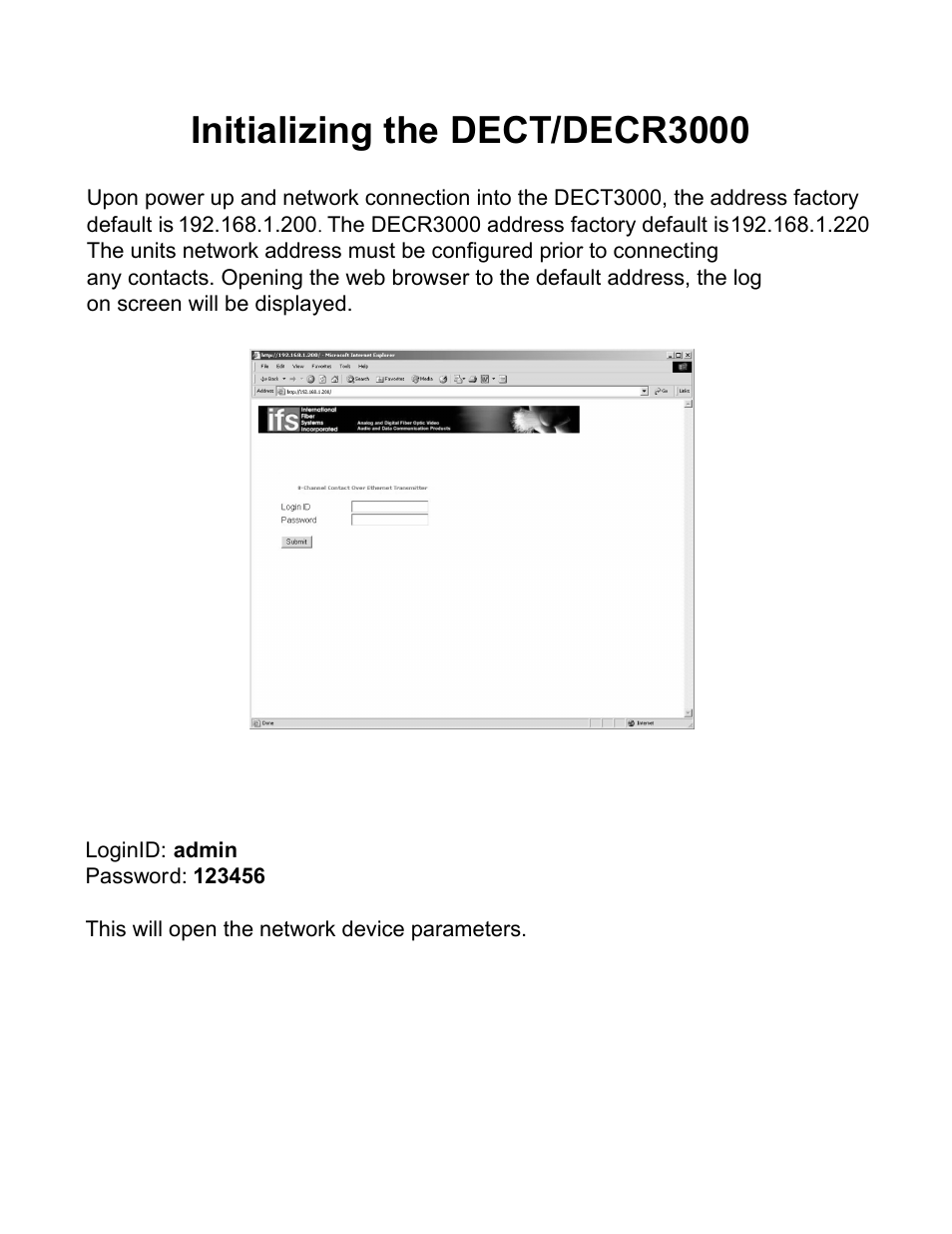 Initializing the dect/decr3000 | Interlogix DECR3000 Series User Manual | Page 4 / 8