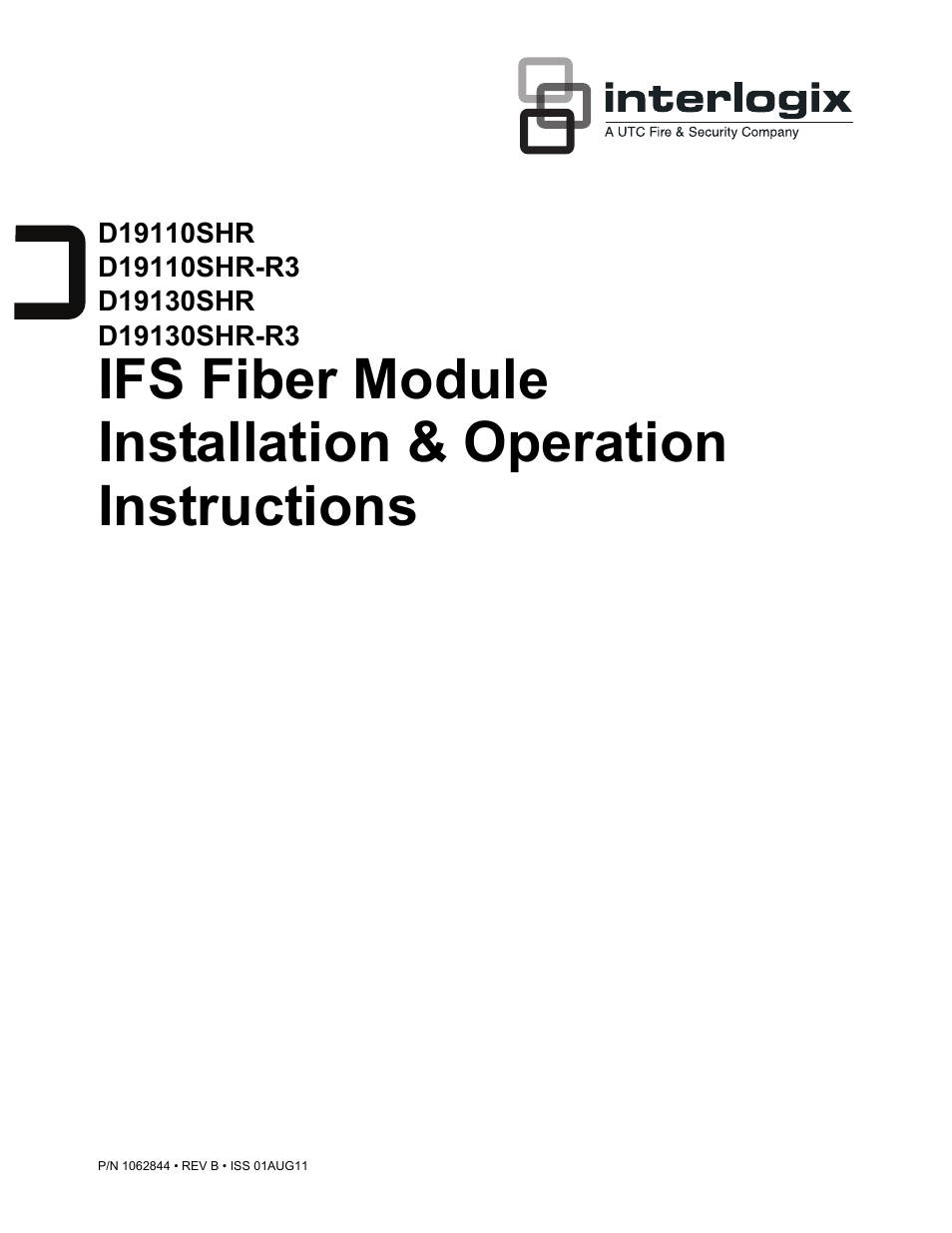 Interlogix D19100SHR Series User Manual | 16 pages