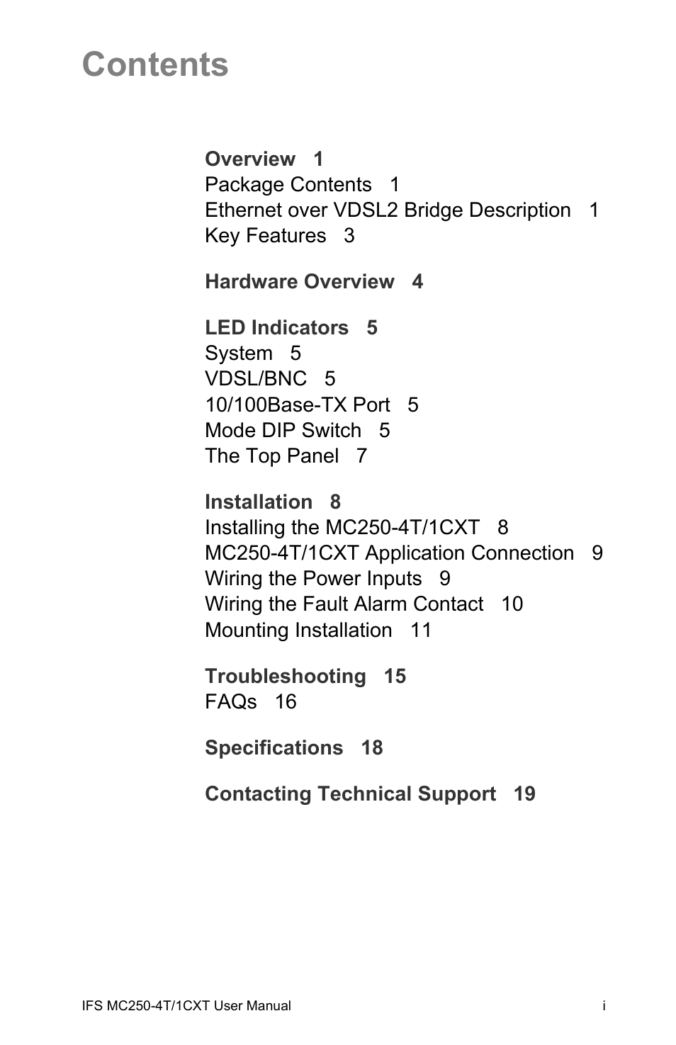 Interlogix MC250-4T/1CXT User Manual | Page 5 / 25