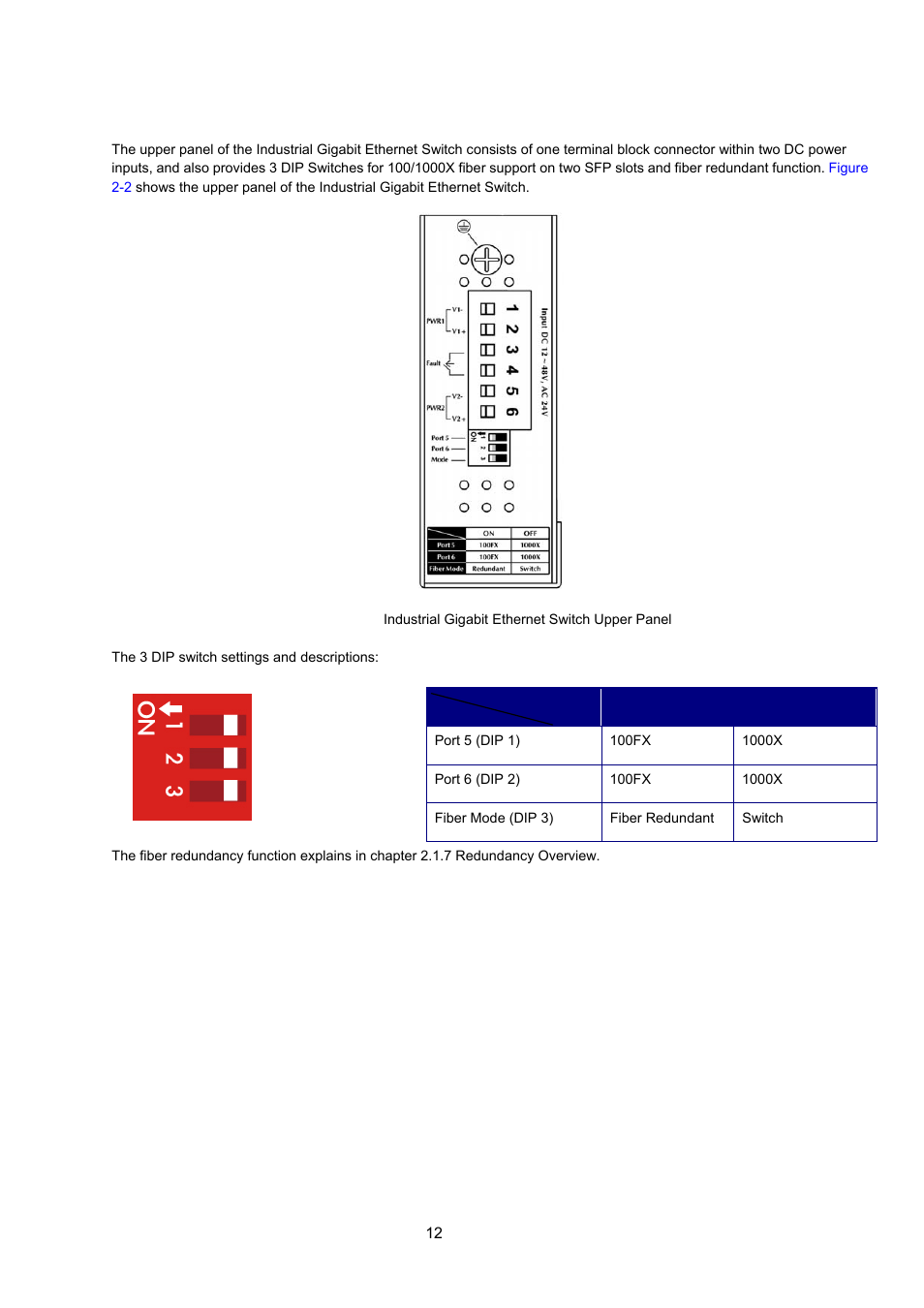 3 switch upper panel | Interlogix MC350-4T-2S User Manual | Page 12 / 32