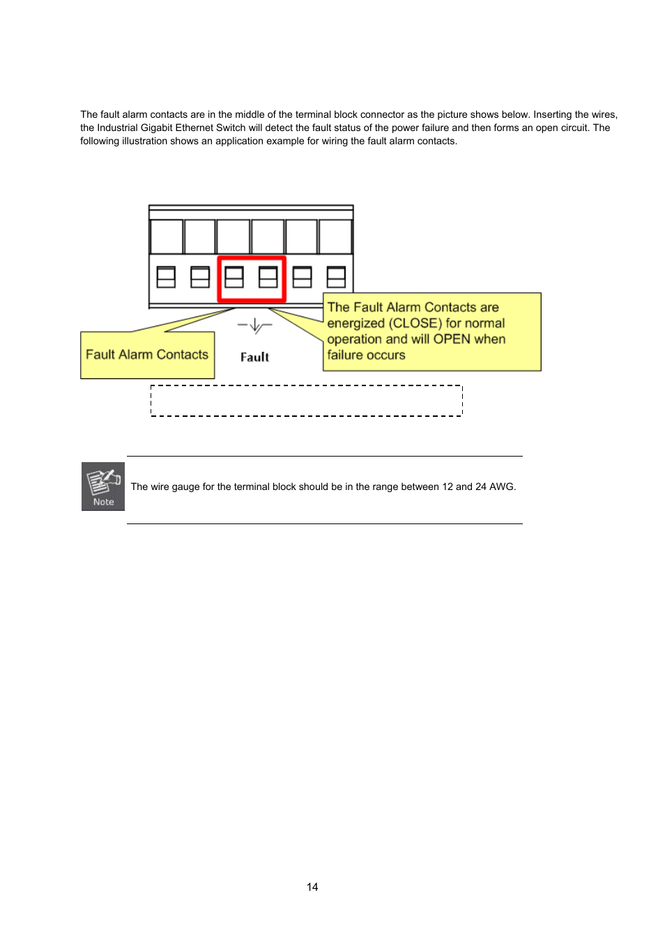 5 wiring the fault alarm contact | Interlogix MC350-4T-2S User Manual | Page 14 / 32