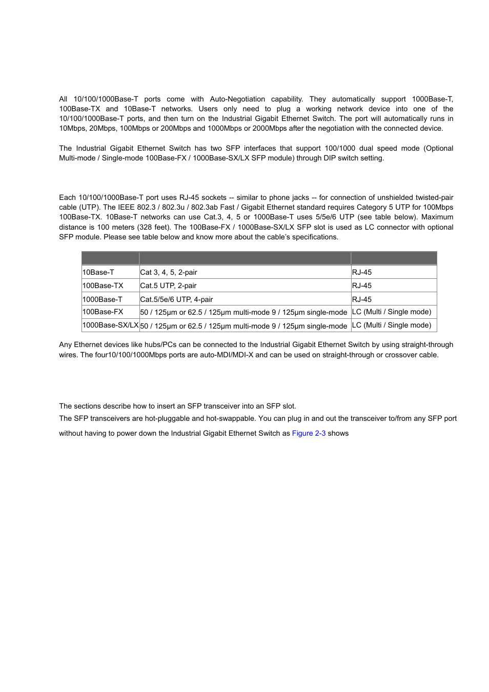 6 cabling, 1 installing the sfp transceiver | Interlogix MC350-4T-2S User Manual | Page 15 / 32