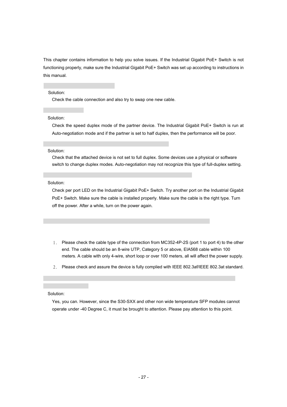 Troubleshooting | Interlogix MC352-4P-2S User Manual | Page 27 / 31