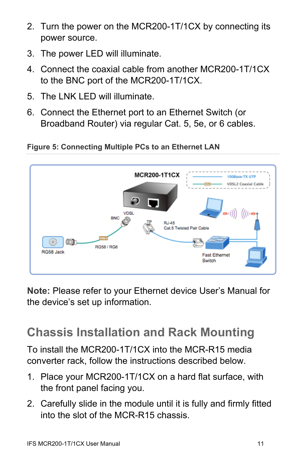 Chassis installation and rack mounting, Chassis installation and rack mounting 11 | Interlogix MCR200-1T/1CX User Manual | Page 17 / 25