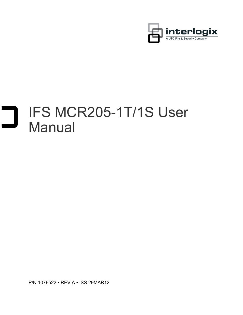 Interlogix MCR205-1T/1S User Manual User Manual | 62 pages