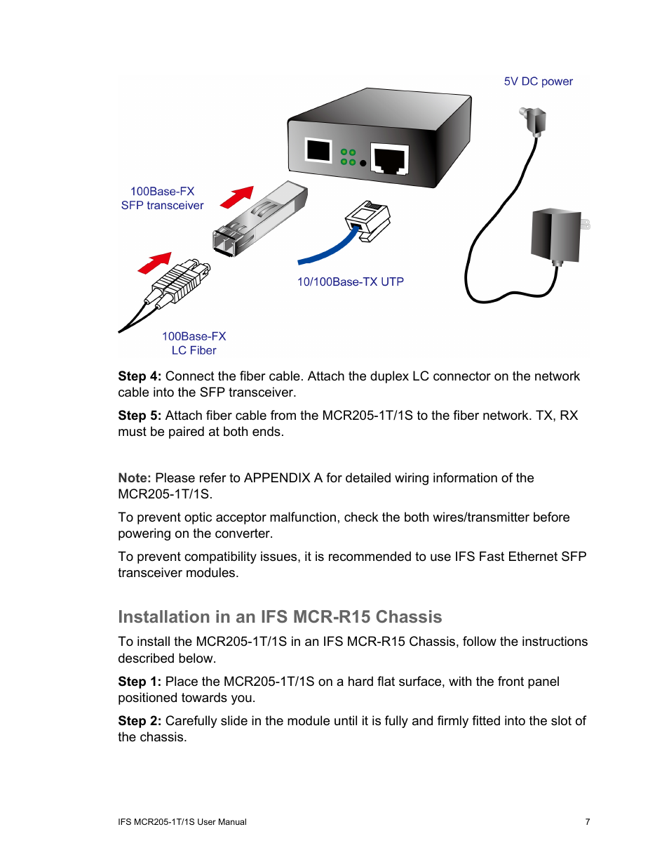 Installation in an ifs mcr-r15 chassis | Interlogix MCR205-1T/1S User Manual User Manual | Page 13 / 62