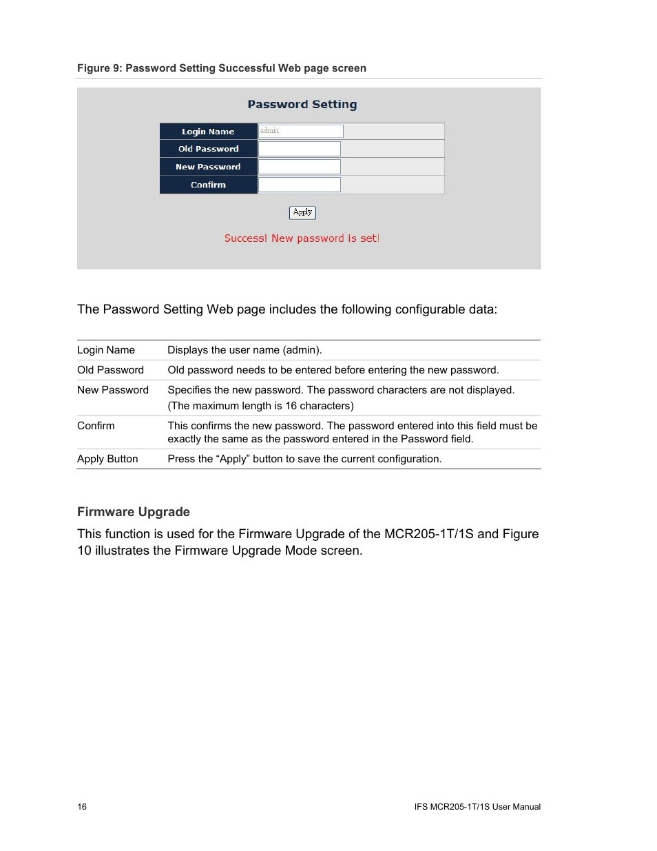 Firmware upgrade | Interlogix MCR205-1T/1S User Manual User Manual | Page 22 / 62