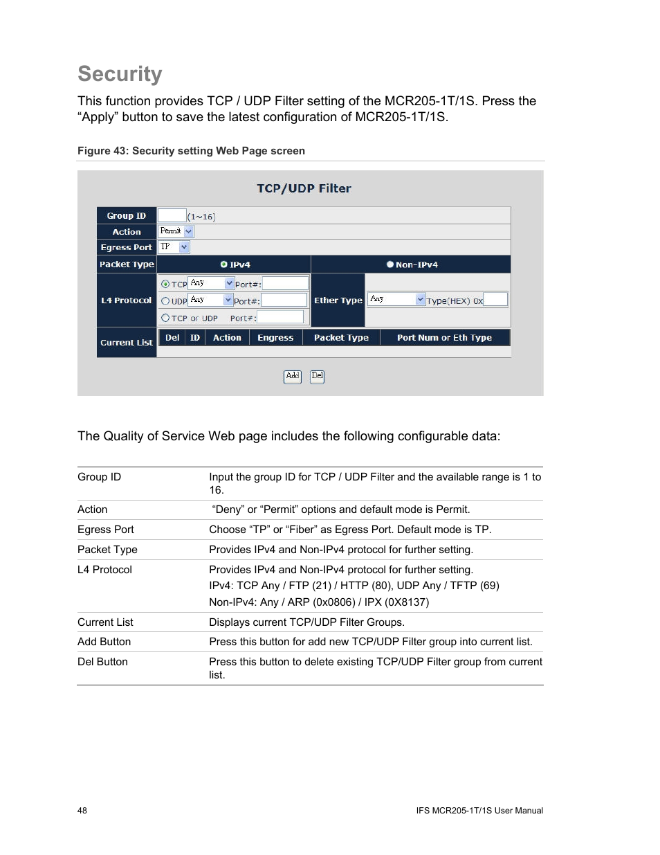 Security | Interlogix MCR205-1T/1S User Manual User Manual | Page 54 / 62