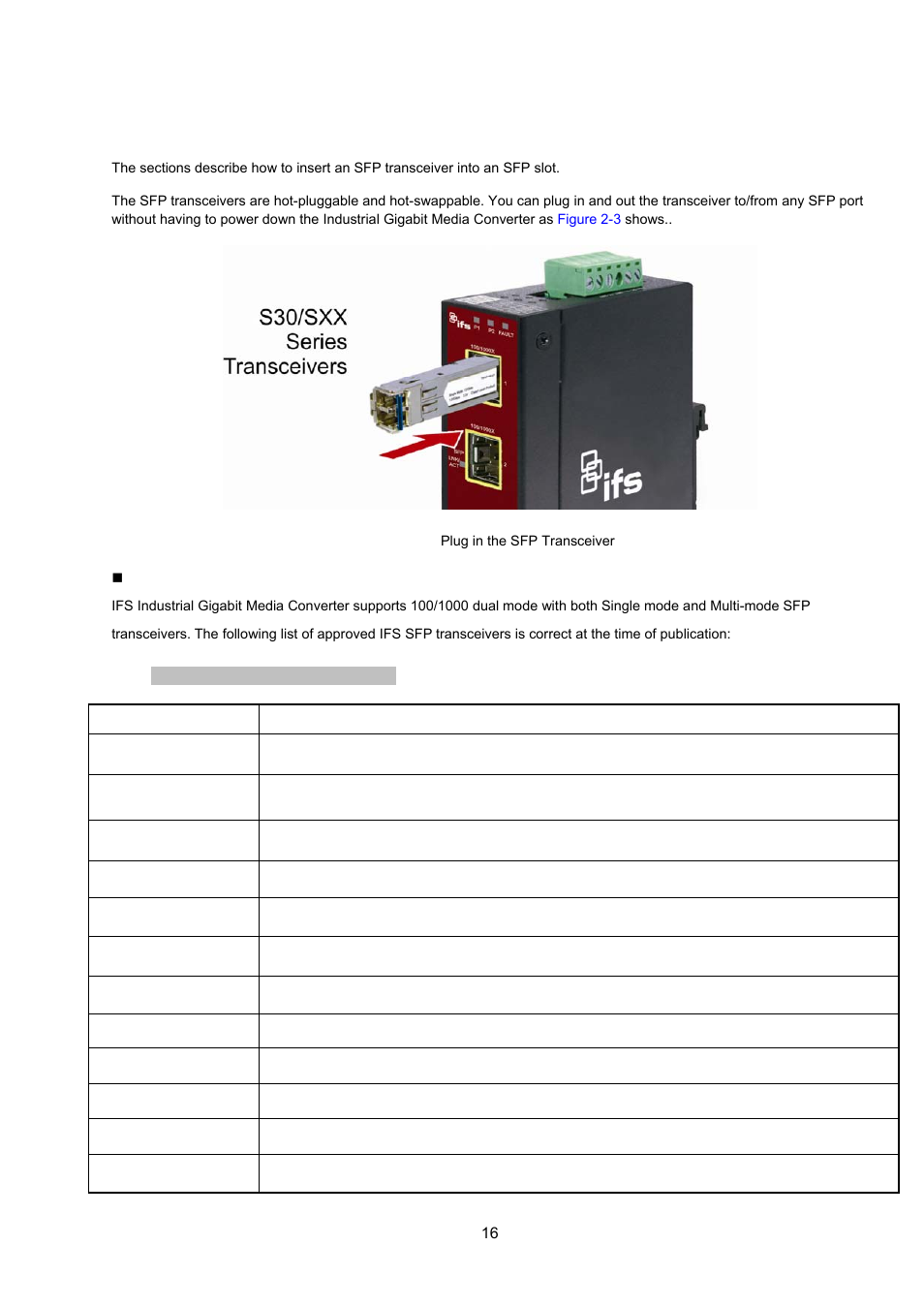 1 installing the sfp transceiver | Interlogix MC350-1T-2S User Manual | Page 16 / 29