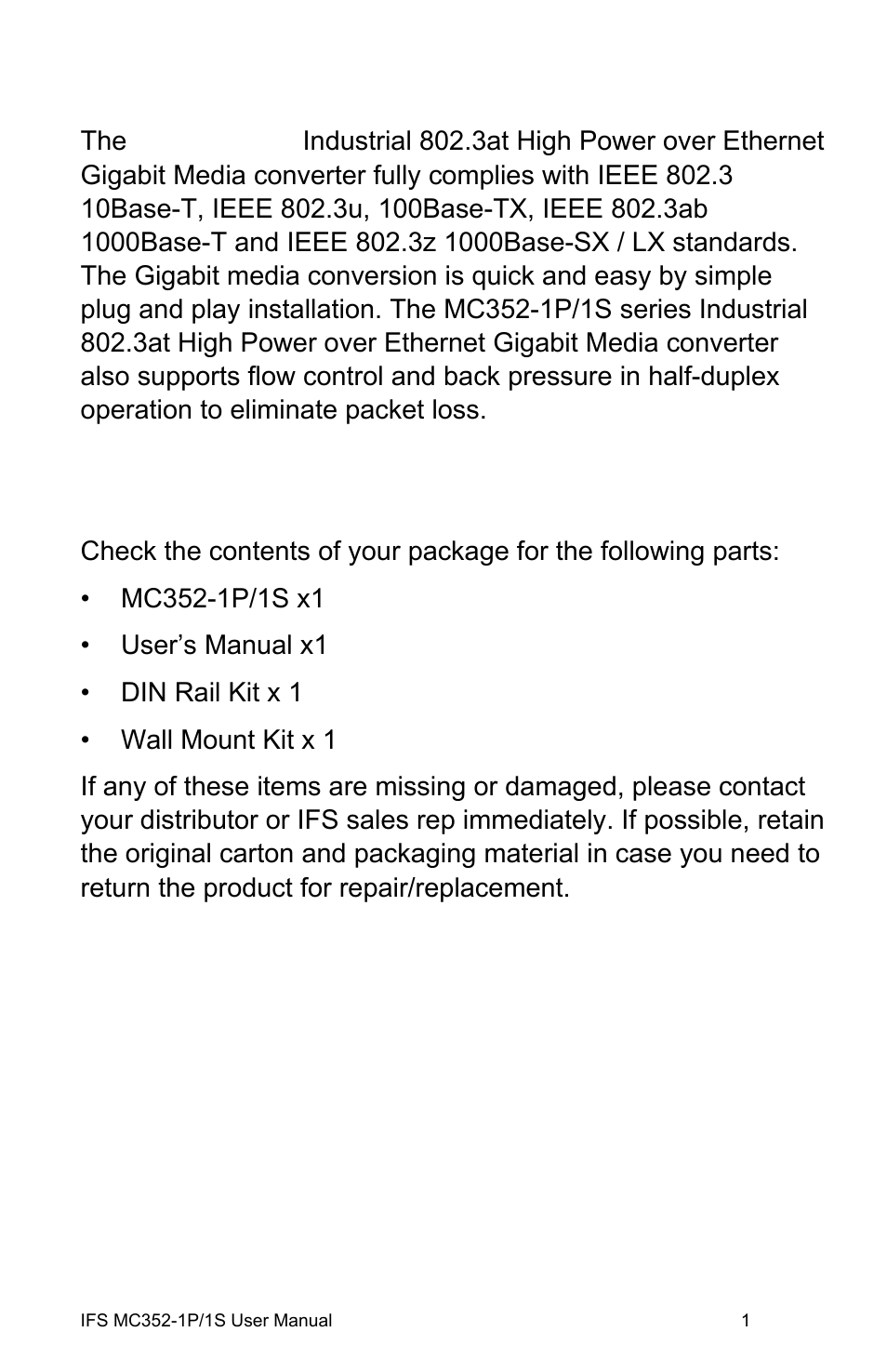 Overview, Package contents, Package contents 1 | Interlogix MC352-1P/1S User Manual | Page 5 / 29