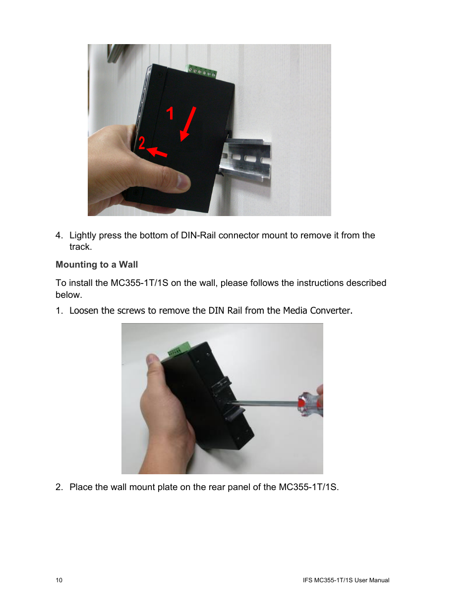 Mounting to a wall | Interlogix MC355-1T/1S User Manual User Manual | Page 14 / 64