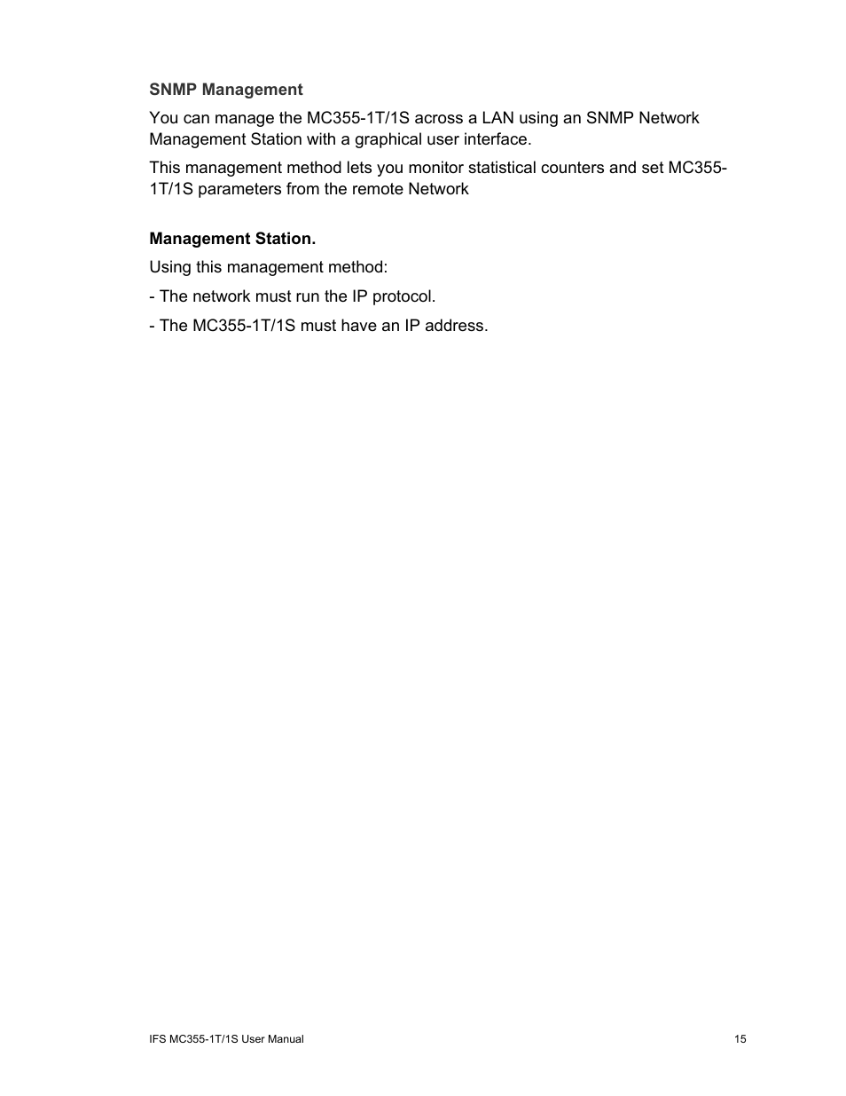 Snmp management | Interlogix MC355-1T/1S User Manual User Manual | Page 19 / 64