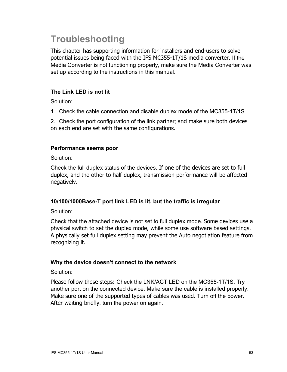 Troubleshooting | Interlogix MC355-1T/1S User Manual User Manual | Page 57 / 64
