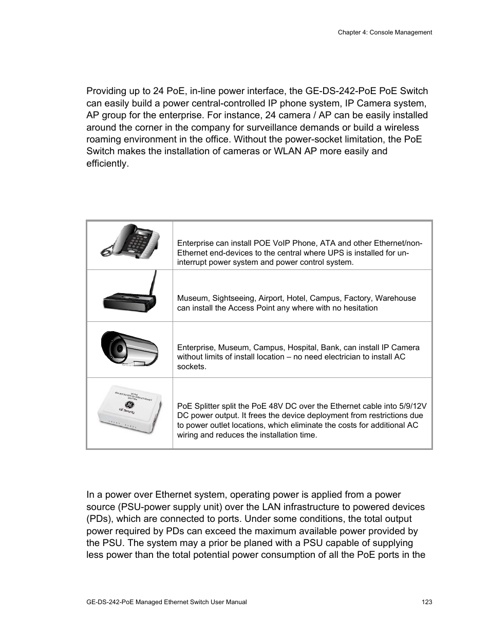 Power over ethernet, Power over ethernet powered device, Power management | Interlogix GE-DS-242-PoE User Manual | Page 127 / 218