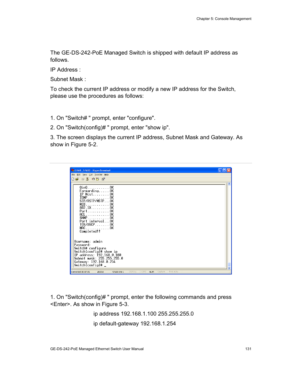 Configure ip address | Interlogix GE-DS-242-PoE User Manual | Page 135 / 218