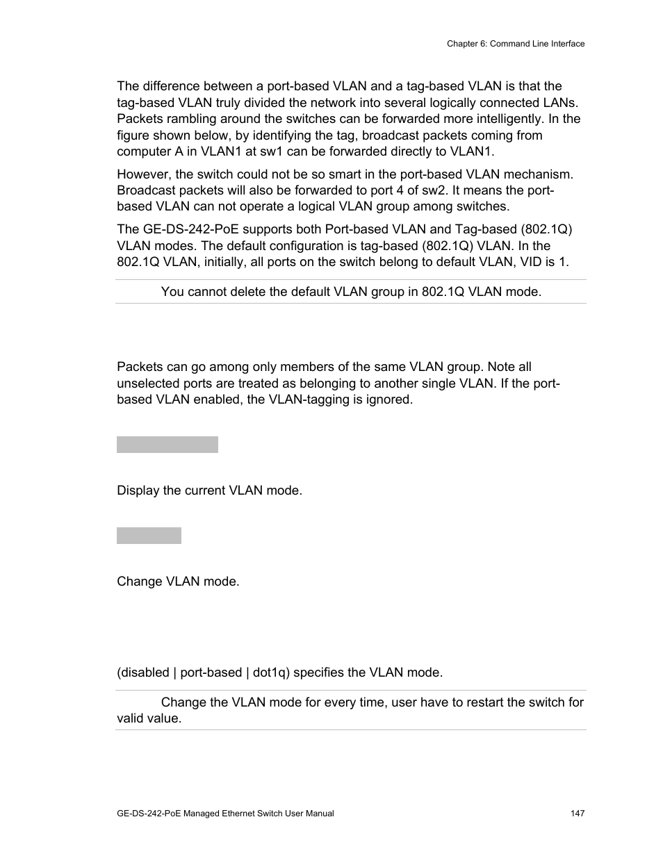 Vlan mode: port-based | Interlogix GE-DS-242-PoE User Manual | Page 151 / 218