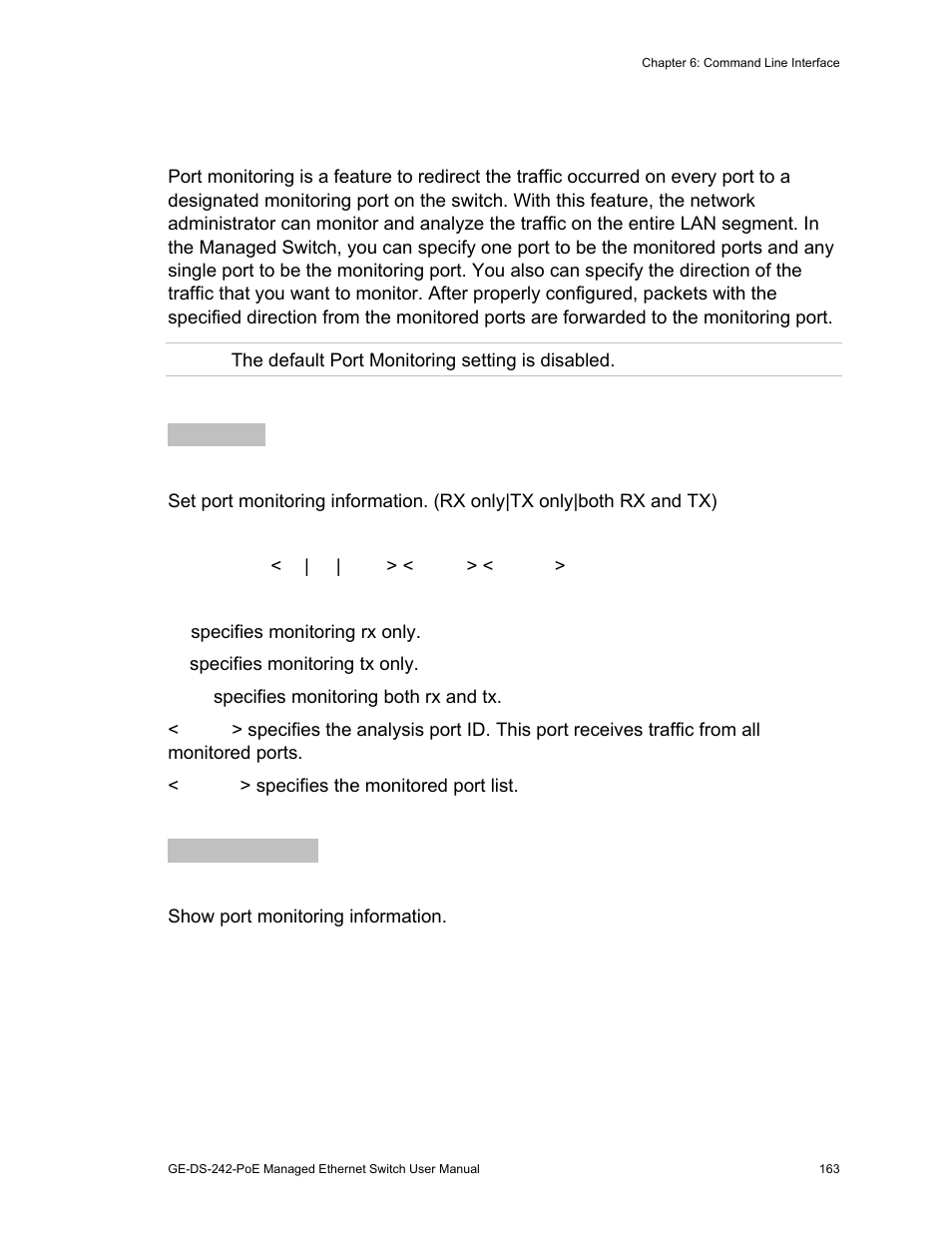 Port mirroring configuration | Interlogix GE-DS-242-PoE User Manual | Page 167 / 218