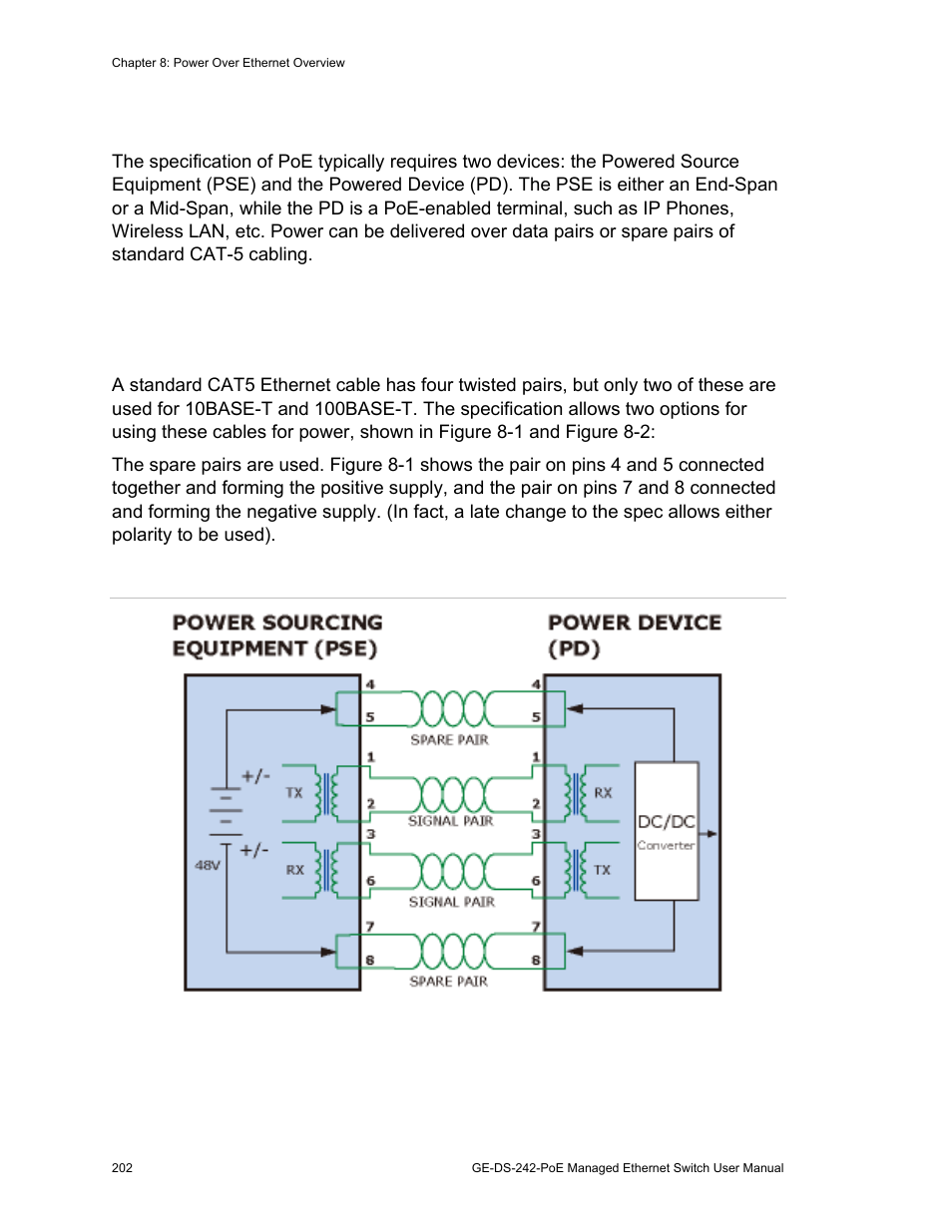 Poe system architecture, How power is transferred through the cable | Interlogix GE-DS-242-PoE User Manual | Page 206 / 218