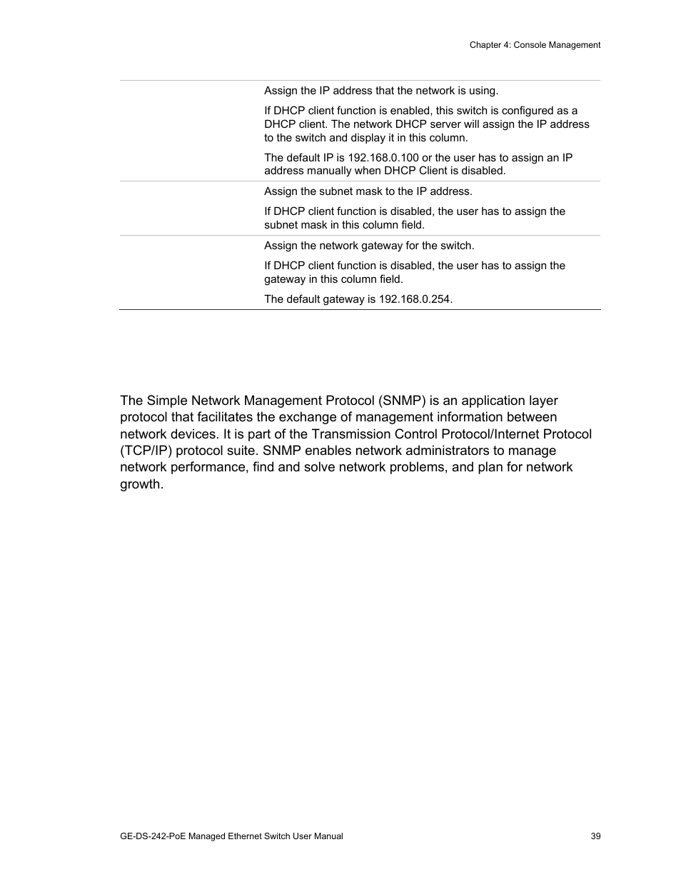 Snmp configuration | Interlogix GE-DS-242-PoE User Manual | Page 43 / 218