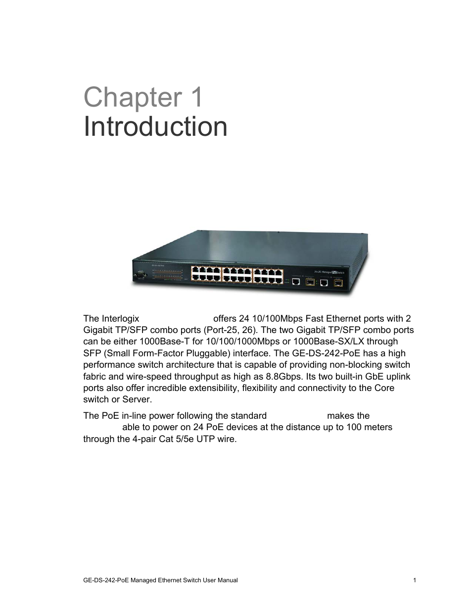 Introduction 1, Chapter 1 introduction | Interlogix GE-DS-242-PoE User Manual | Page 5 / 218