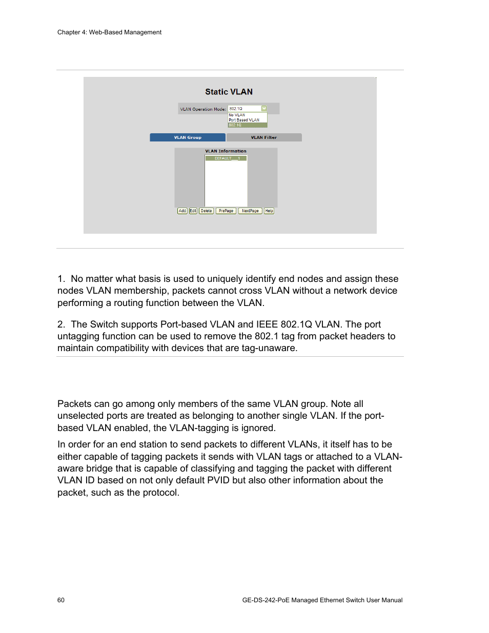 Port-based vlan | Interlogix GE-DS-242-PoE User Manual | Page 64 / 218