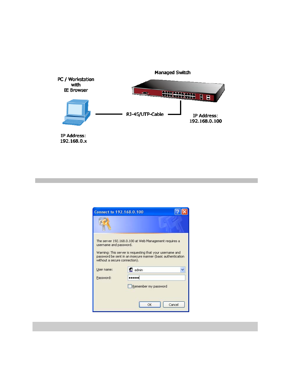 Logging on the managed switch | Interlogix NS2503-24P/2C Installation Guide User Manual | Page 9 / 11