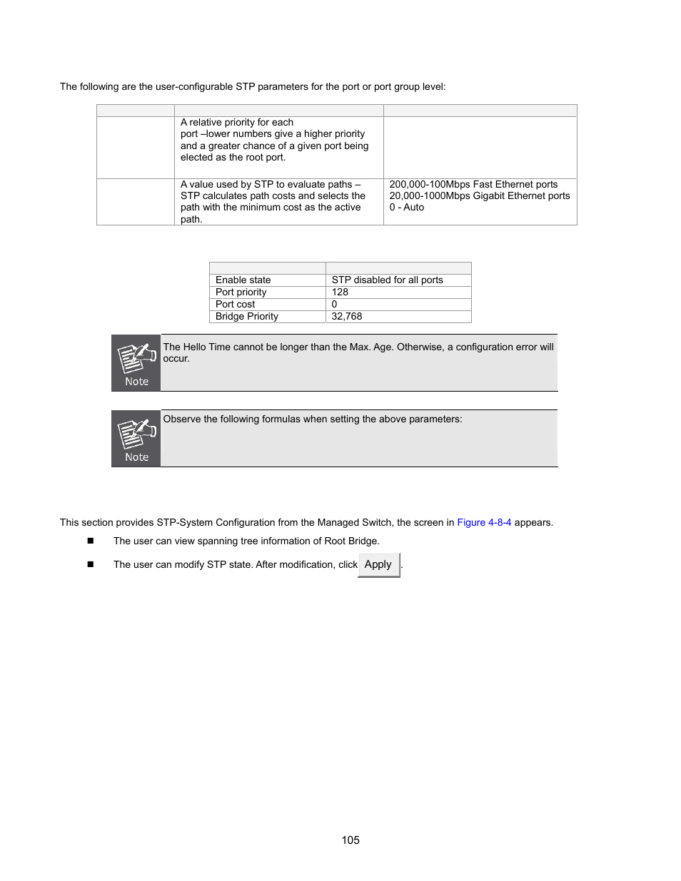 Stp system configuration | Interlogix NS2503-24P/2C User Manual User Manual | Page 105 / 197