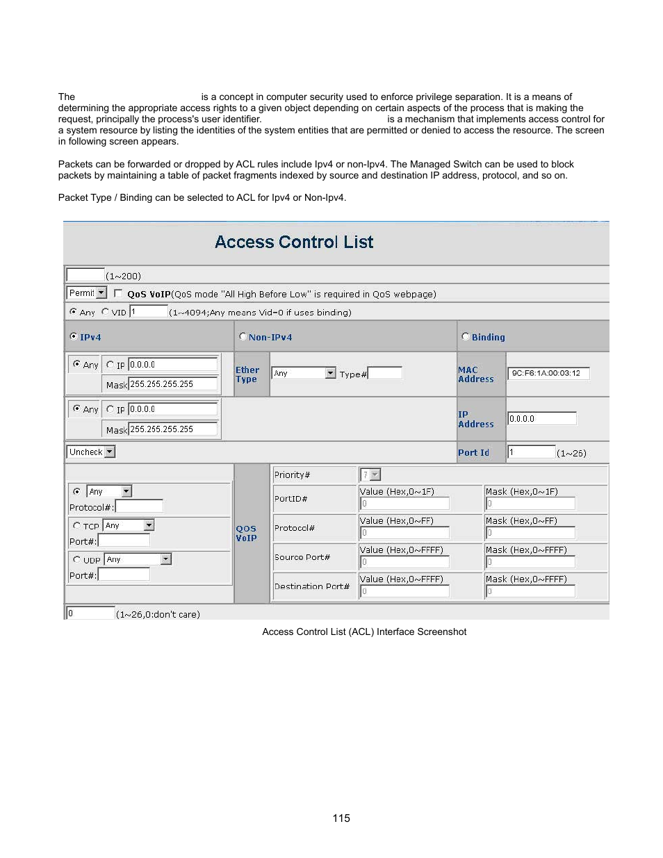 Access control list | Interlogix NS2503-24P/2C User Manual User Manual | Page 115 / 197