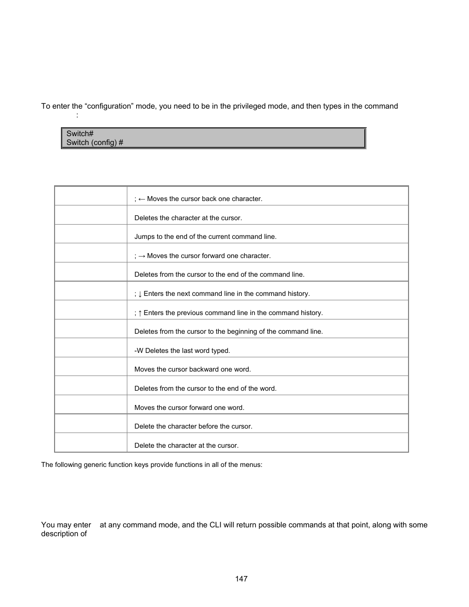 Command line interface, Operation notice, Command line editing | Command help | Interlogix NS2503-24P/2C User Manual User Manual | Page 147 / 197