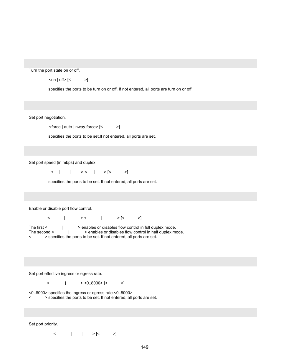 Switch static configuration, Port configuration and show status | Interlogix NS2503-24P/2C User Manual User Manual | Page 149 / 197